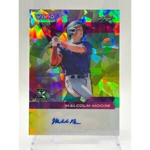 2024 Leaf Vivid Malcolm Moore Rookie Yellow Crystal Auto 10/10 SP Texas Rangers